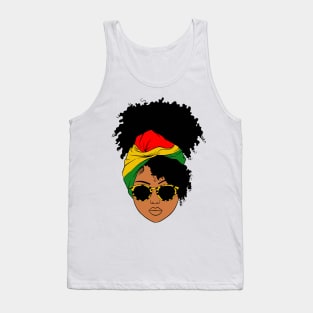 Afro Woman Headscarf Nubian Melanin Popping Black History Tank Top